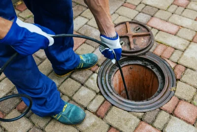 Plumber cleaning an outdoor sewer drain in Rohnert Park