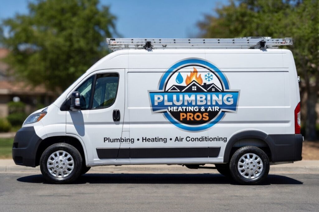 Local plumbing heating and air service van serving Rohnert Park