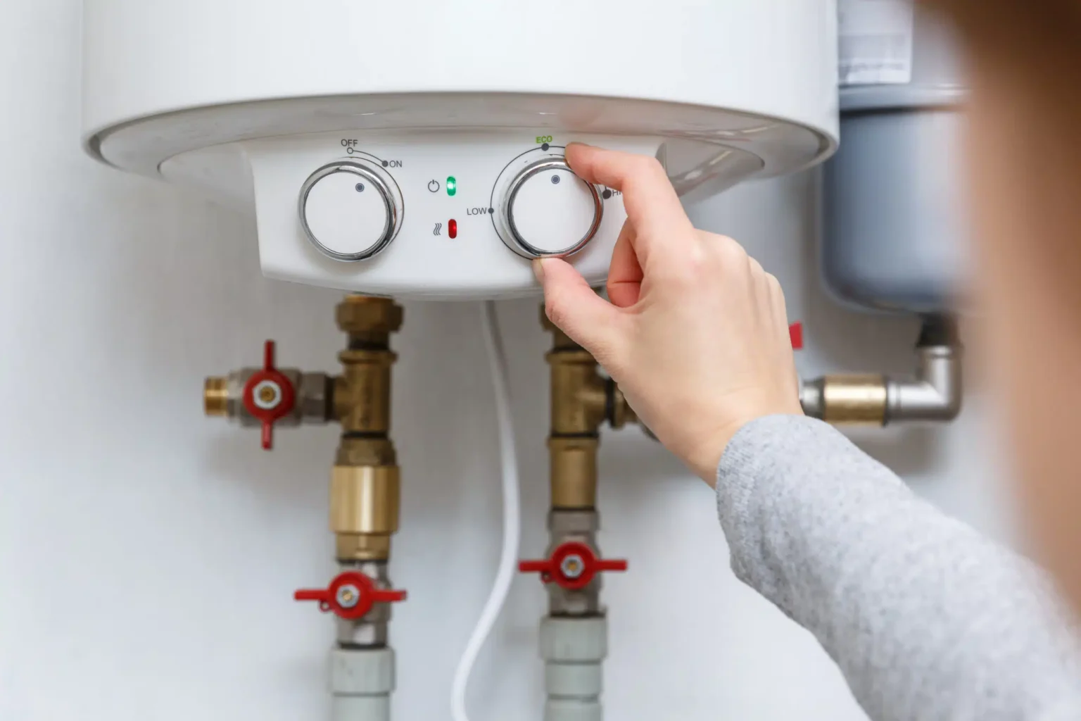 Technician adjusting a water heater in Rohnert Park
