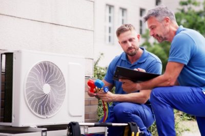 Outdoor AC Installation Rohnert Park HVAC technicians installing an outdoor air conditioning unit in Rohnert Park